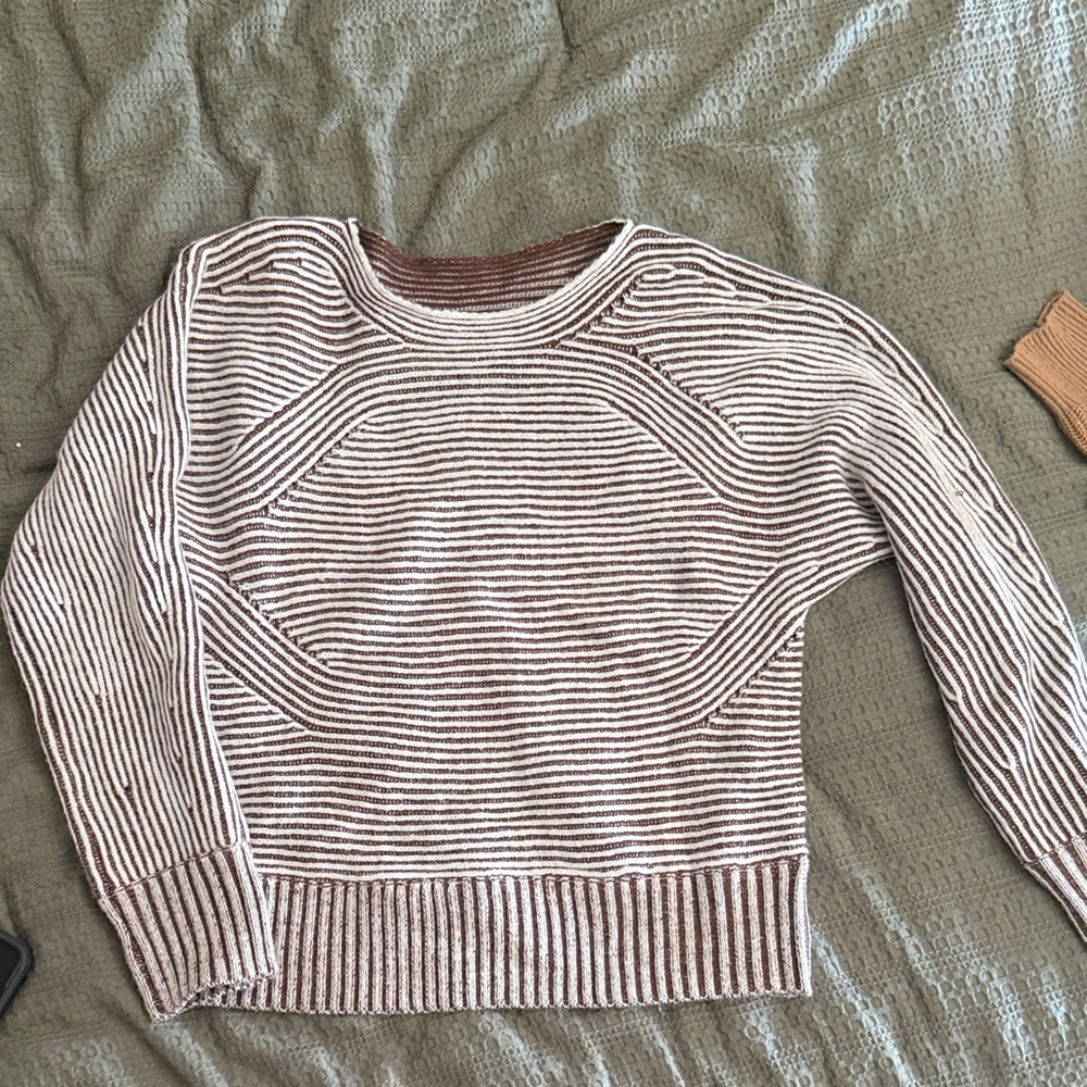 Brown and white stripe sweater